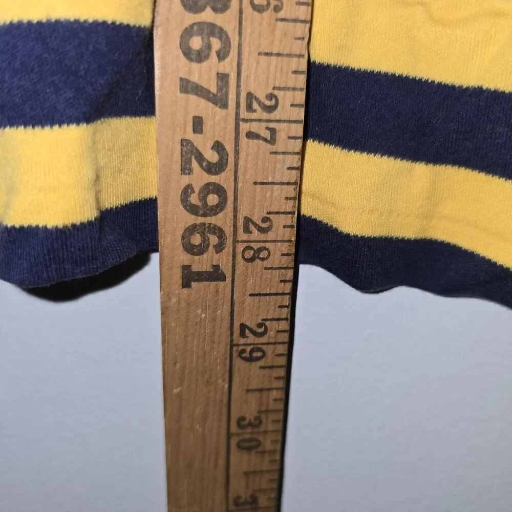 Polo Ralph Lauren Yellow Navy Striped Polo Shirt Short Sleeve Size Large